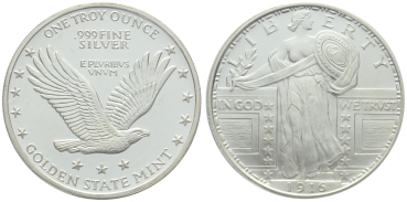 Liberty 1916 Golden State Mint - 1 Unze Feinsilber